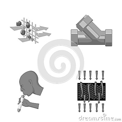 Man, bald, head, hand .Water filtration system set collection icons in monochrome style vector symbol stock illustration Vector Illustration