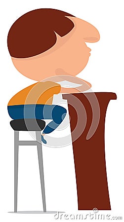 Man on bar counter , illustration, vector Vector Illustration
