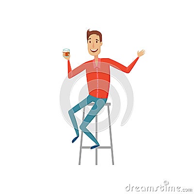 The man at the bar. Flat and cartoon style.Vector illustration on a white background. Vector Illustration