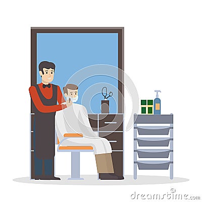 Man at barbershop. Vector Illustration