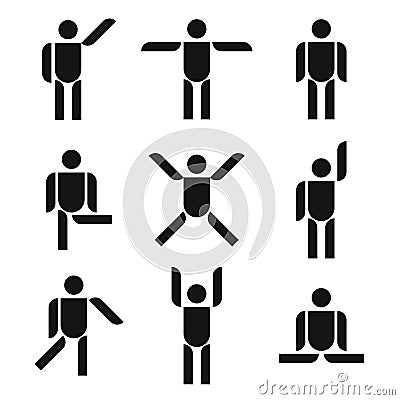 Man basic posture icons Vector Illustration