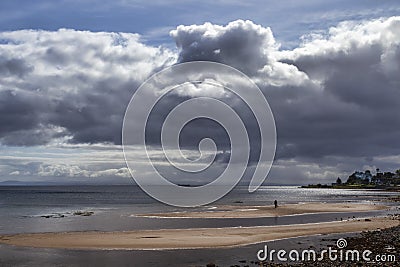 Man on the beach at arran Editorial Stock Photo