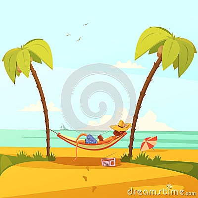 Man On The Beach Illustration Vector Illustration