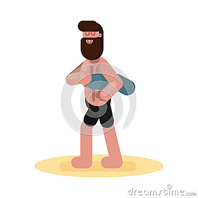Man on beach Vector Illustration
