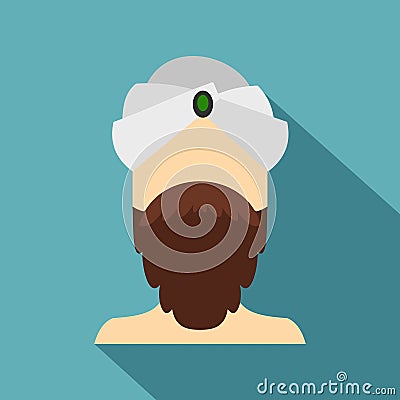 Man with beard and mustache wearing turban icon Vector Illustration