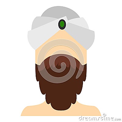 Man with beard and mustache wearing turban icon Vector Illustration