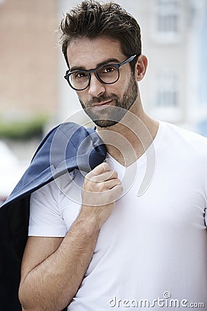 Man with beard and spectacles Stock Photo