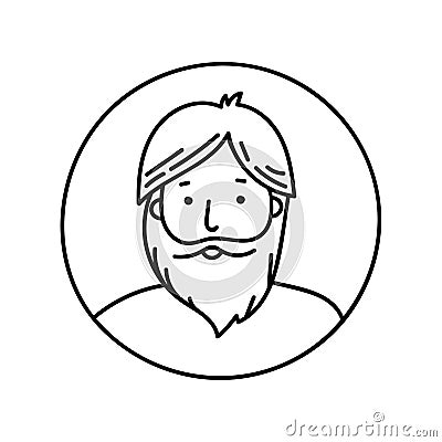 Man bearded icon. Hand drawn human avatar Vector Illustration