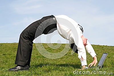 Man bending backwards Stock Photo