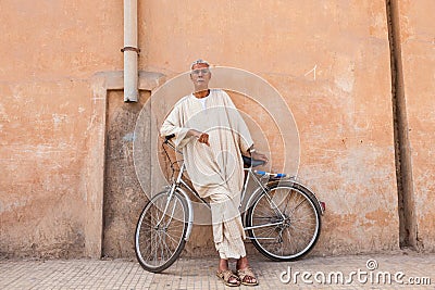 Man with bicycle, Taroudant, Morocco Editorial Stock Photo