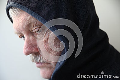 Man in black hoodie Stock Photo