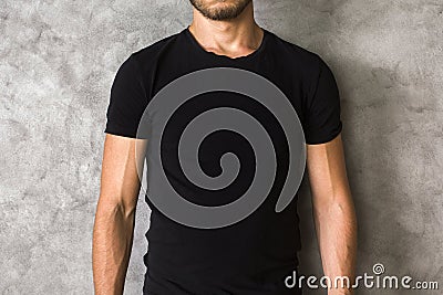 Man in black shirt closeup Stock Photo