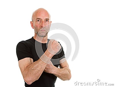 Man in black teeshirt Stock Photo
