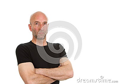 Man in black teeshirt posing Stock Photo