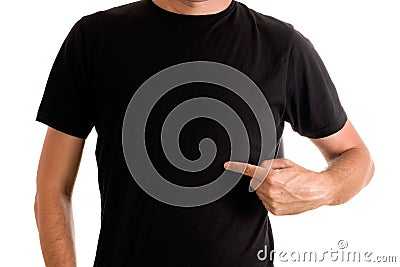 Man in blank black t-shirt Stock Photo