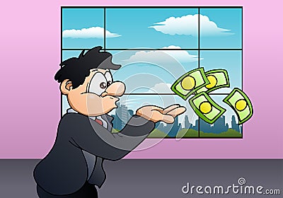 Man blowing money Stock Photo