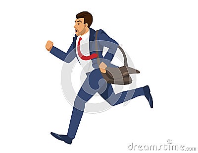 Man in Blue Formal Suit Run on White Background Stock Photo