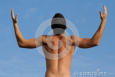 Man with a body builder Stock Photo