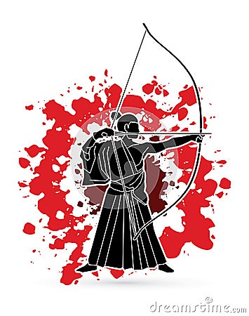 Man bowing Kyudo Vector Illustration