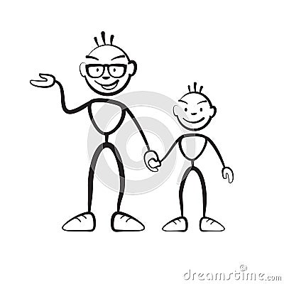 Man and boy explain situation Vector Illustration