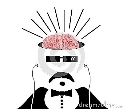 Man with brains exposed Vector Illustration