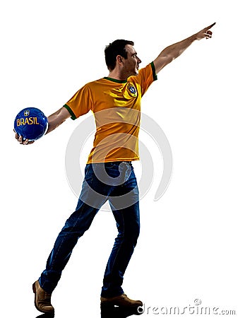 Man brazilian brazil throwing soccer ball Stock Photo