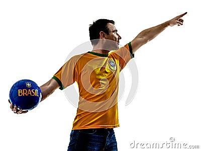 Man Brazilian Brazil throwing soccer ball Stock Photo