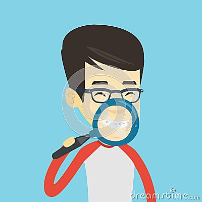 Man brushing his teeth vector illustration. Vector Illustration