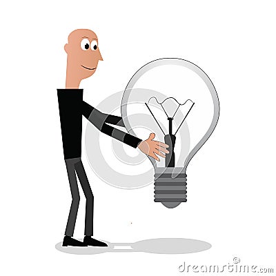 Man with bulb Stock Photo