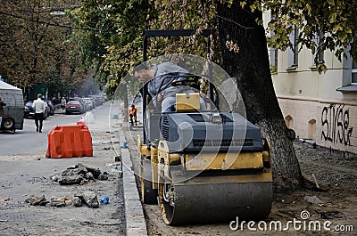 Man on a bulldozer Editorial Stock Photo