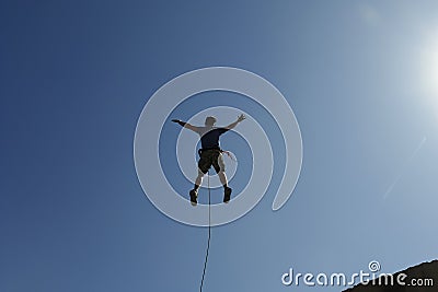 Man bungee jumping. Generate Ai Stock Photo