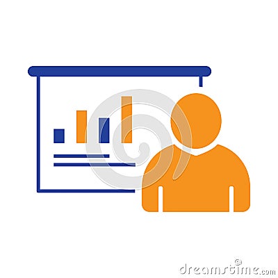 man, business grow, graph, presentation, online business grow presentation icon Vector Illustration