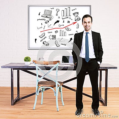 Man and business sketch Stock Photo
