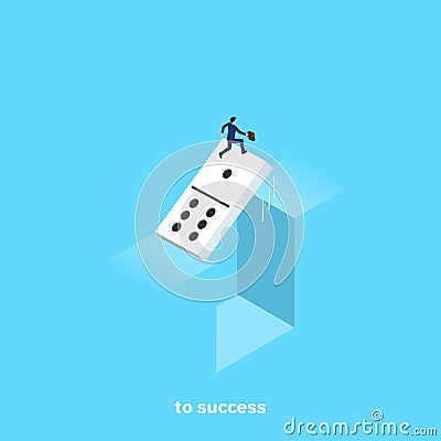 A man in a business suit overcomes the abyss Vector Illustration