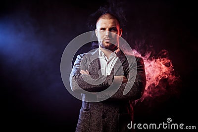 Man businessman in gray suit Stock Photo