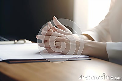 paper man businessman office group lawyer document contract signature hand business. Generative AI. Stock Photo