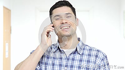 Man Busy with Phone Talk, Negotiation on Mobile Stock Photo