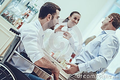 Man Buys a Medicaments in Pharmacy Stock Photo