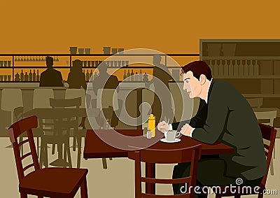 Man at the cafe Vector Illustration