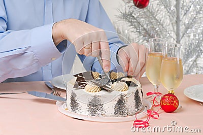 Man with cake Stock Photo