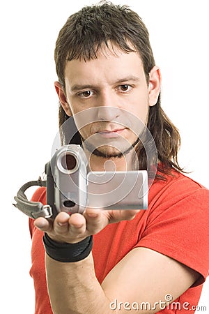 Man with camera Stock Photo