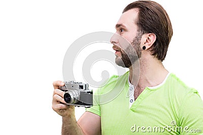 Man with camera Stock Photo