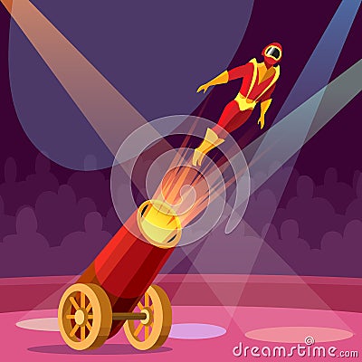 Man cannon shot Vector Illustration