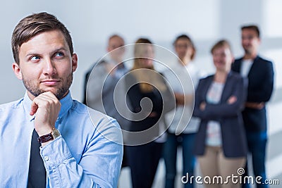 Man and career in corporation Stock Photo