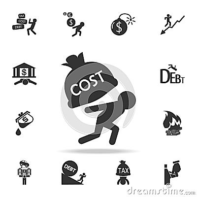man carry the costs icon. Detailed set of finance, banking and profit element icons. Premium quality graphic design. One of the co Stock Photo