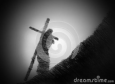 Man carrying the cross Stock Photo