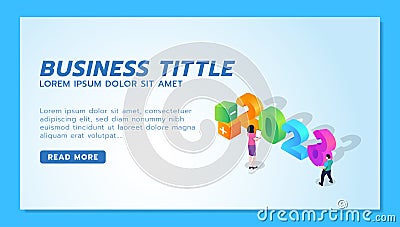a man carrying the number 3 to complete 2023. web banner template with 2023 isometric vector illustration Vector Illustration