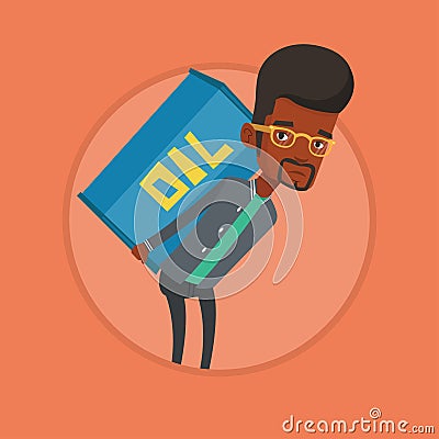 Man carrying oil barrel vector illustration. Vector Illustration