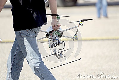Man carrying uav drone Stock Photo