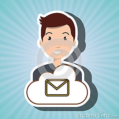 man cartoon email message Cartoon Illustration